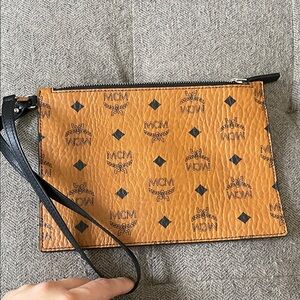 MCM Cognac and Black Monogram Wristlet open to offers!